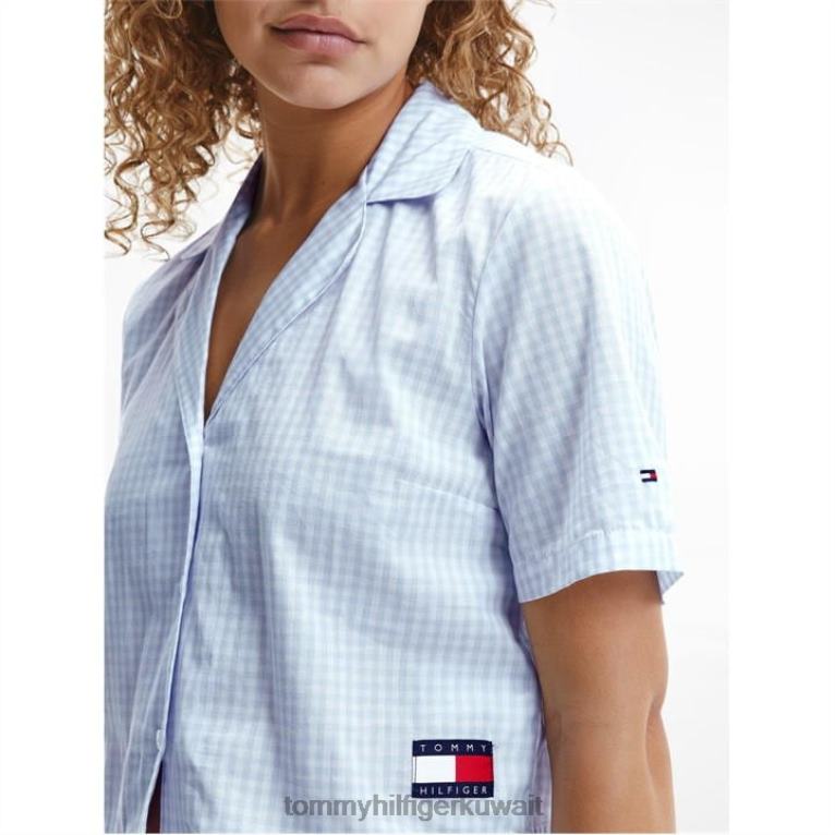 أزرق Tommy Hilfiger قميص ss pj القماش القطني 4464420476