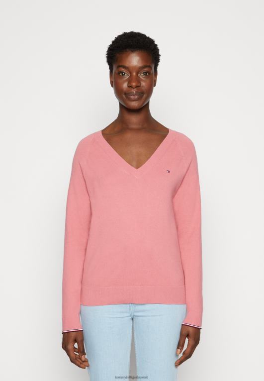 الإنجليزية الوردي Tommy Hilfiger سترة البلوز vneck 446444210