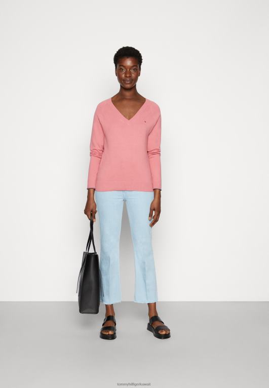 الإنجليزية الوردي Tommy Hilfiger سترة البلوز vneck 446444210