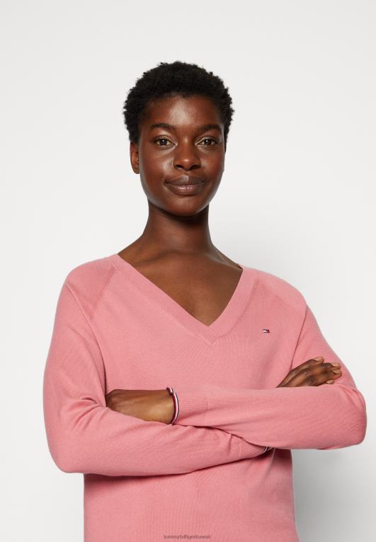 الإنجليزية الوردي Tommy Hilfiger سترة البلوز vneck 446444210