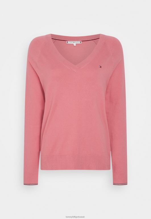 الإنجليزية الوردي Tommy Hilfiger سترة البلوز vneck 446444210