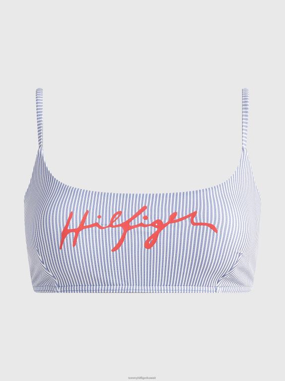 شريط إيثاكا الأزرق Tommy Hilfiger قطعة بيكيني علوية بشعار الماركة 446442667