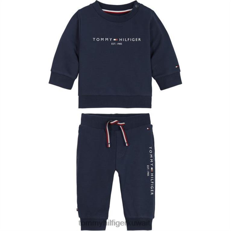 البحرية c87 Tommy Hilfiger مجموعة الركض الأساسية برقبة دائرية 4464419581