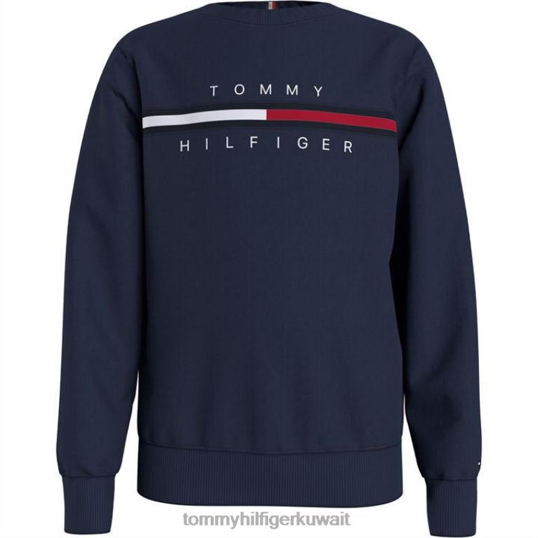 البحرية c87 Tommy Hilfiger سويت شيرت برقبة دائرية وضلع العلم 4464420009