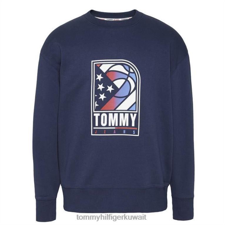البحرية c87 Tommy Hilfiger سترة طاقم كرة السلة 4464420816