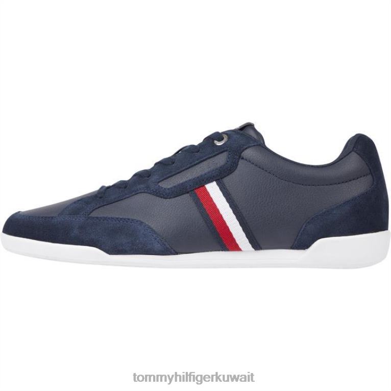 البحرية dw5 Tommy Hilfiger حذاء رياضي بمزيج من الجلد المميز 4464419515