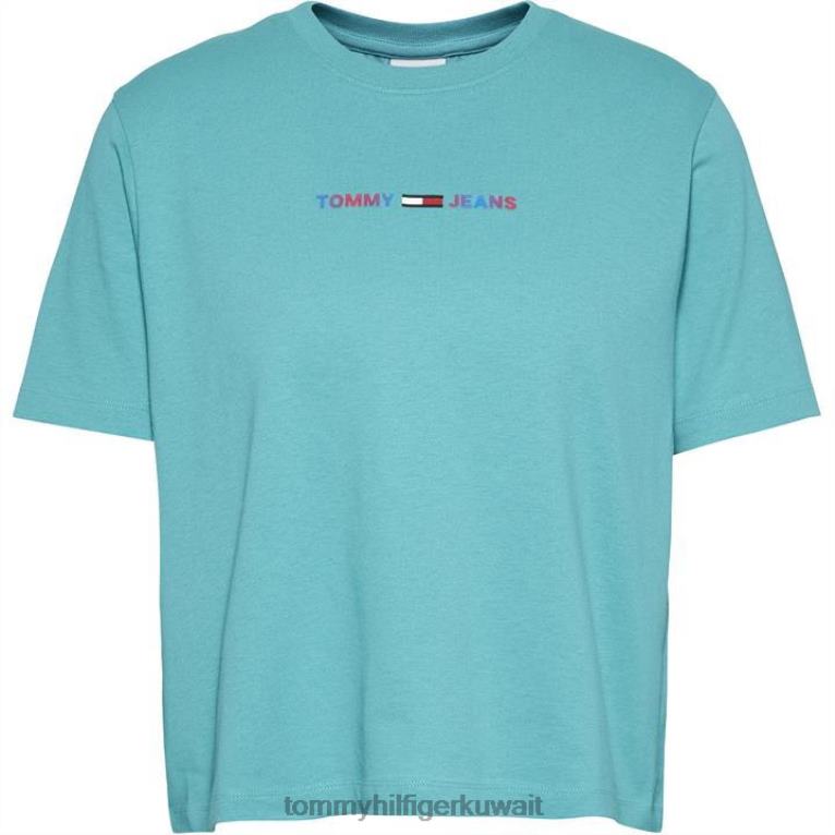 بلاط غريسيان l7e Tommy Hilfiger المحاصيل تي شيرت متعدد الخطي 4464420465