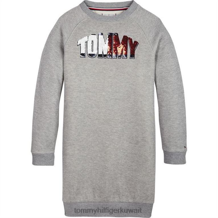 p6u midgreyhtr Tommy Hilfiger فستان سترة بشعار أمريكي جونيور 4464420941
