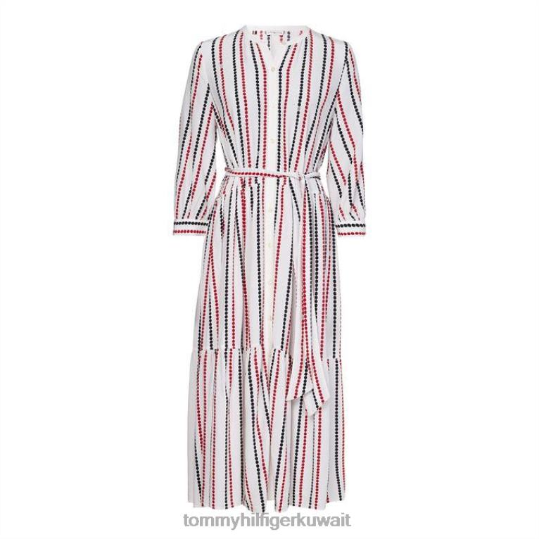 رقصة البولكا نقطة stp Tommy Hilfiger فستان قميص ميدي من الفيسكوز بثلاثة أرباع 4464419875