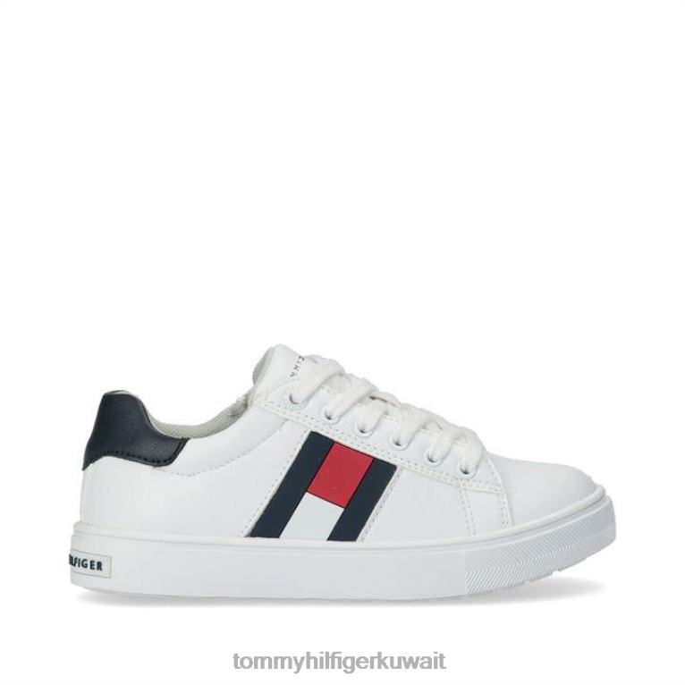 الأبيض x336 Tommy Hilfiger حذاء رياضي من الدانتيل بعلم إل جي 4464419741