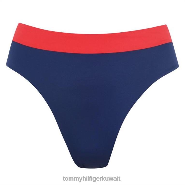 وهج أحمر xl7 Tommy Hilfiger قطعة بيكيني سفلية جريئة عالية الخصر 4464420783